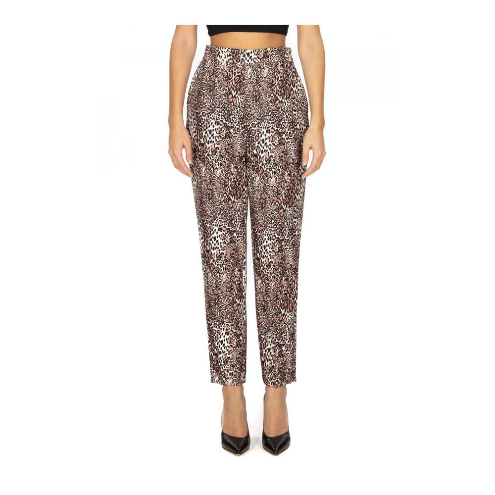 Elisabetta Franchi Womens Animalier Cigarette Trousers in Crepe Size IT 40 US 4